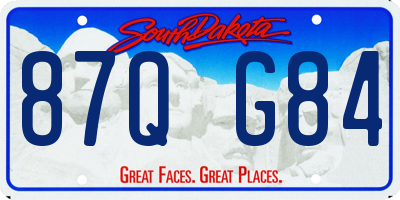 SD license plate 87QG84