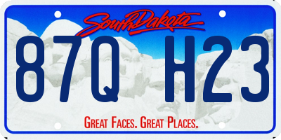 SD license plate 87QH23