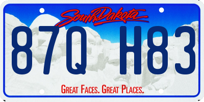 SD license plate 87QH83