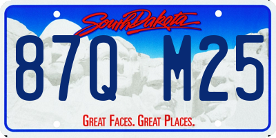 SD license plate 87QM25