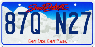SD license plate 87QN27