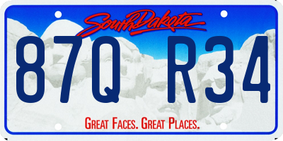 SD license plate 87QR34