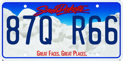 SD license plate 87QR66