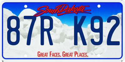 SD license plate 87RK92