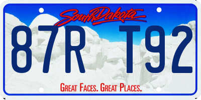 SD license plate 87RT92