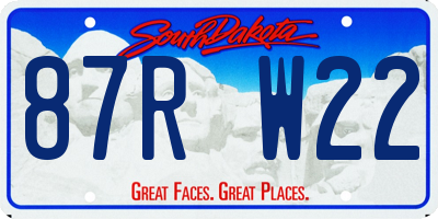 SD license plate 87RW22