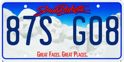 SD license plate 87SG08