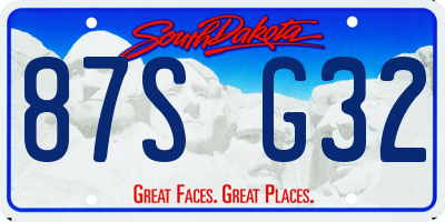 SD license plate 87SG32
