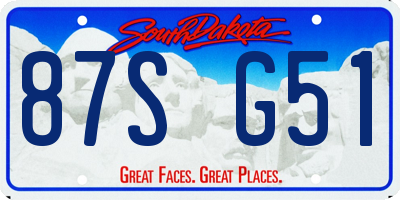 SD license plate 87SG51