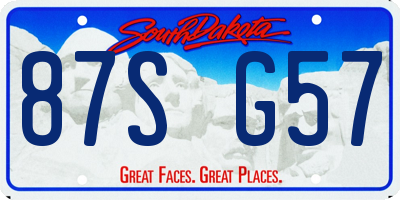 SD license plate 87SG57