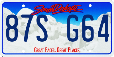SD license plate 87SG64