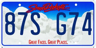 SD license plate 87SG74