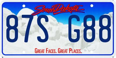 SD license plate 87SG88