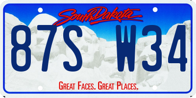 SD license plate 87SW34