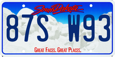 SD license plate 87SW93