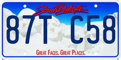 SD license plate 87TC58