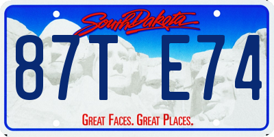 SD license plate 87TE74