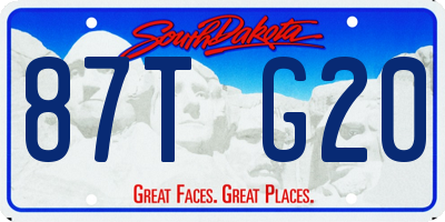 SD license plate 87TG20