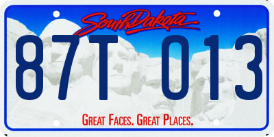 SD license plate 87TO13