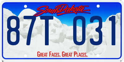 SD license plate 87TO31