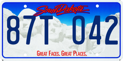 SD license plate 87TO42