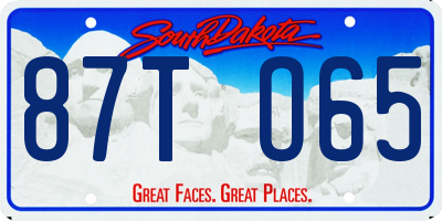 SD license plate 87TO65
