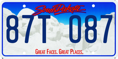 SD license plate 87TO87