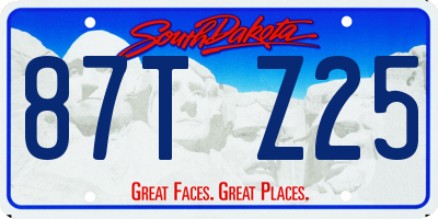 SD license plate 87TZ25