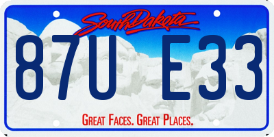 SD license plate 87UE33
