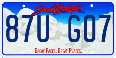 SD license plate 87UG07