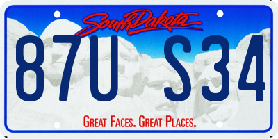 SD license plate 87US34