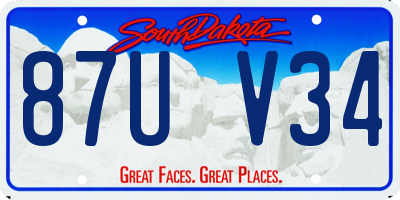 SD license plate 87UV34