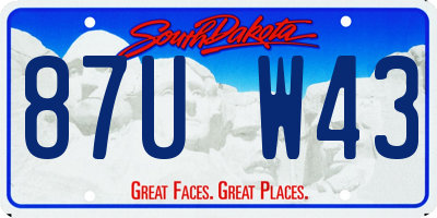 SD license plate 87UW43