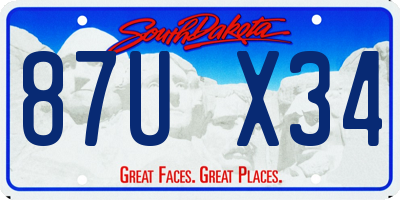 SD license plate 87UX34