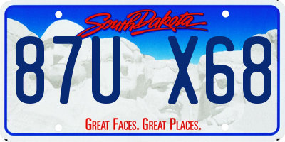 SD license plate 87UX68