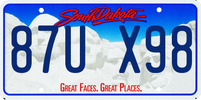 SD license plate 87UX98