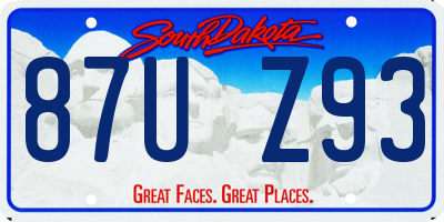 SD license plate 87UZ93