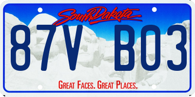 SD license plate 87VB03