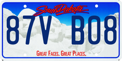 SD license plate 87VB08