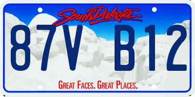 SD license plate 87VB12