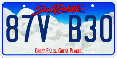 SD license plate 87VB30