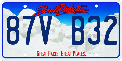 SD license plate 87VB32
