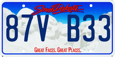SD license plate 87VB33