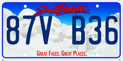 SD license plate 87VB36