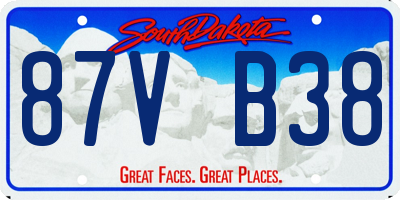 SD license plate 87VB38