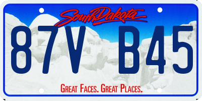 SD license plate 87VB45