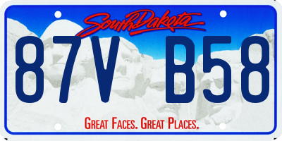 SD license plate 87VB58