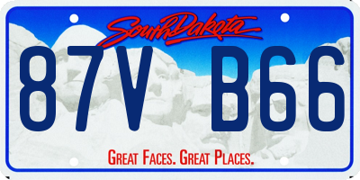 SD license plate 87VB66