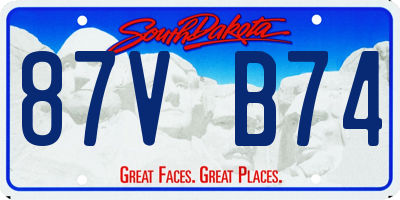 SD license plate 87VB74