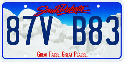 SD license plate 87VB83